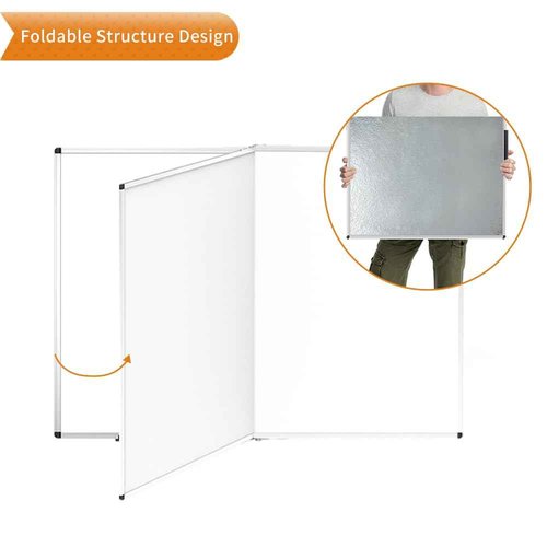 VIZ-PRO Large Dry Erase White Board/Magnetic Foldable Whiteboard, 60 X 36 Inches, Silver Aluminium Frame, with 12 Colored Whiteboard Pens