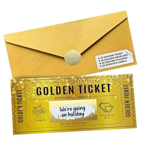| Golden Ticket Scratch Card | Personalized Gift Set for Birthdays, Movie Vouchers & Special Messages | Elegant Gold Design