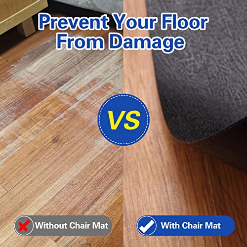 Office Rolling Chair Mat for Hardwood and Tile Floor, Black, Anti-Slip, Non-Curve, Chair Mat Best for Under The Computer Desk, 47 x 35 Rectangular Non-Toxic Plastic Protector, Not for Carpet