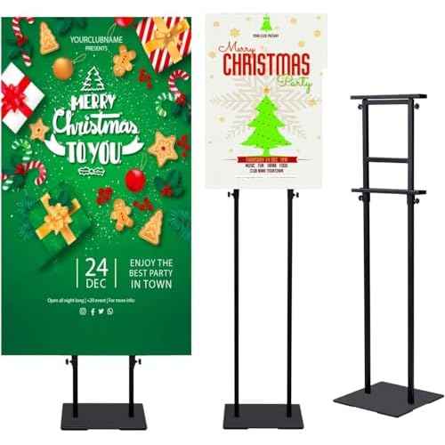 Floor Poster Stand,Heavy Duty Display Poster Sign Holder&with Non-Slip Mat Base Adjustable Height Up to 75 inches for Board & Foam (1-Pack)