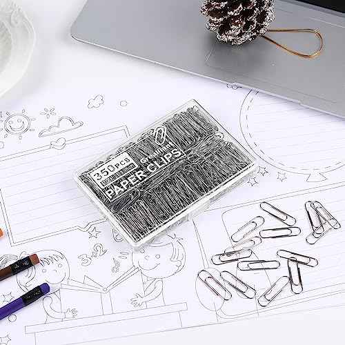 700 PCS Paper Clips, Small Paper Clips for Paperwork, 2 Boxes of 350 PCS Each, Sturdy and Upgraded Plastic Boxes Well Packed, Easy to Use in Office, School and Home