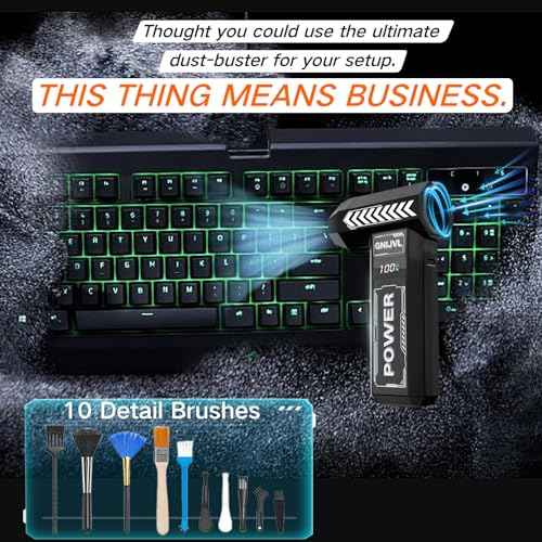 Electric Air Duster, 200000RPM 4-Gear Adjustable Compressed Air Duster with Light, Rechargeable Brushless Motor Durable Blower for Keyboard, Computer, Car, Home Cleaning