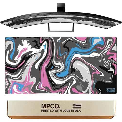 MPCO. Strata Large Gaming Desk Pad - 36" x 17" Aeroglyde Fabric Blue & Pink Desk Mats - Non-Slip, Washable, Smooth Glide for Precision Gaming & Work