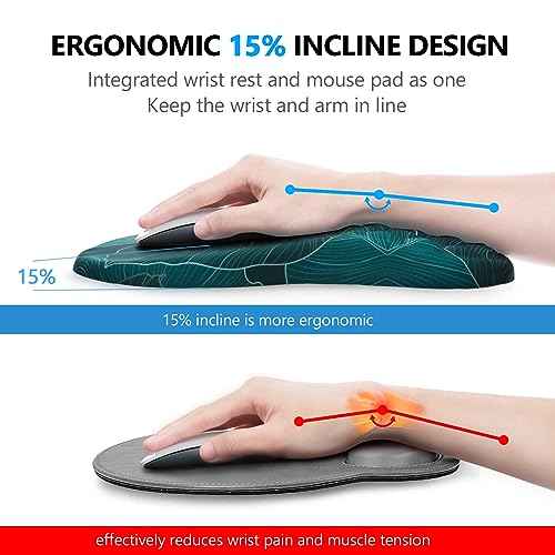 Mouse Pad Wrist Support, Laokiiy 2 in1 Keyboard Wrist Rest+ Ergonomic Mouse Pad, Non-Slip Wrist Rest for Computer Keyboard, Made Easy Typing & Relieve Wrist Pain£¨Banana Leaf Green£©