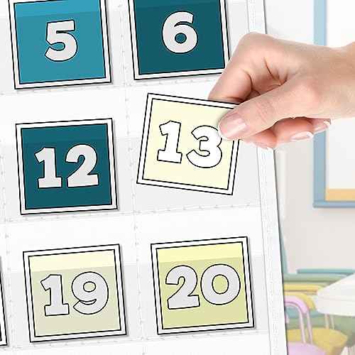 EAMAY Classroom Monthly Calendar Pocket Chart for 2.75 * 2.75 Cards,Homeschool Supplies and Classroom Must Haves! Only Chart(White)