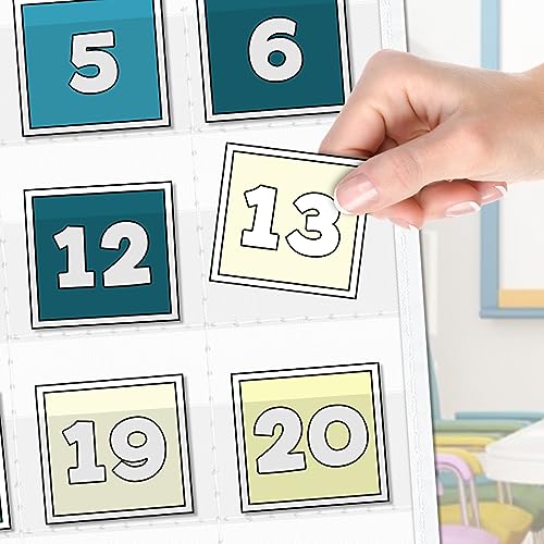 EAMAY White Classroom Monthly Calendar Pocket Chart for 2.75x2.75 Cards - Homeschool & Classroom Organizer