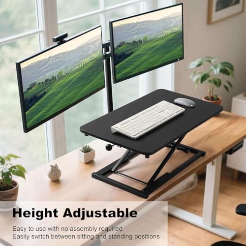 Standing Desk Converter Adjustable Height ,Keyboard Riser for Stand Up Desk Riser ,Computer Keyboard Stand for Desktop ,Computer Workstations for Home Office Black Size 23.6 Inch