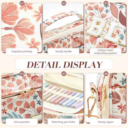 Large Bible Cover Case for Women, Bible Study Supplies 12 x 9 x 2.5 Chenille Letter PU Leather with Tabs Gel Pen Highlighters with Strap Back to School Supplies Christian Gifts for Girl