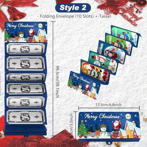 5PCS Upgrade Surprise Card Holder Christmas Cashs Envelope with Money Clip, 2026 New Christmas Cash Gift Envelope, DIY Cash Gift Card Holders Xmas With 10 Slots