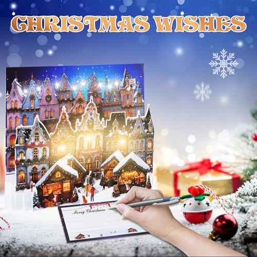 Christmas Cards, Musical Pop Up Cards with Music and Light, Pop up Musical Greeting Card for Christmas Holiday New Year