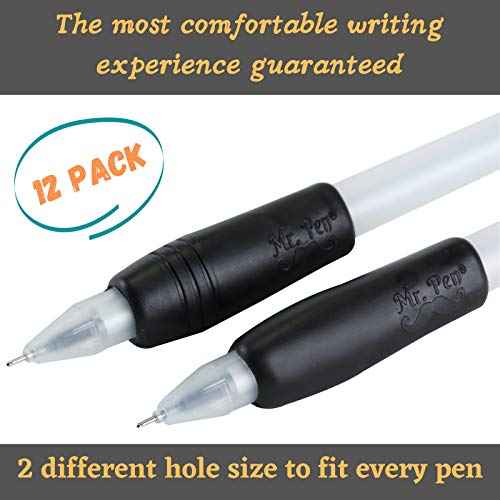 Mr. Pen- Pencil and Pen Grips, 12 Pack, Black, Pencil Grips for Adults, Rubber Pencil Grips, Pen Grips for Adults with Arthritis, Ergonomic Pencil Grip, Pen Gripper
