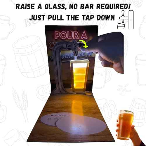 MACHERA Pour Your Own Beer Funny Birthday Cards for Men Women Dad Husband Son, Beer Birthday Cards for 21st, Retirement - from Daughter Son Kids & Wife with interactive Beer Tap