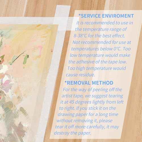 1 Packs Artist Tape Medium Tack White Art Tape for Watercolor Paper Drafting Art Painting Canvas Framing Acid Free Masking Tape- 0.25IN Wide 99FT Long Total