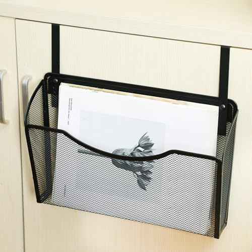 Tenceur 3 Pcs Mesh Letter Wall File Folder Cubicle File Holder Hanging Wall Mounted File Holder 3 Pocket Vertical File Organizer for Office Home Room Storage Basket(13.19 x 12.2 x 3.07 Inch,Black)