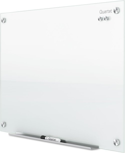 Quartet Magnetic Glass Dry Erase Board - Infinity Frameless Design, 24''W x 18''H, White Surface
