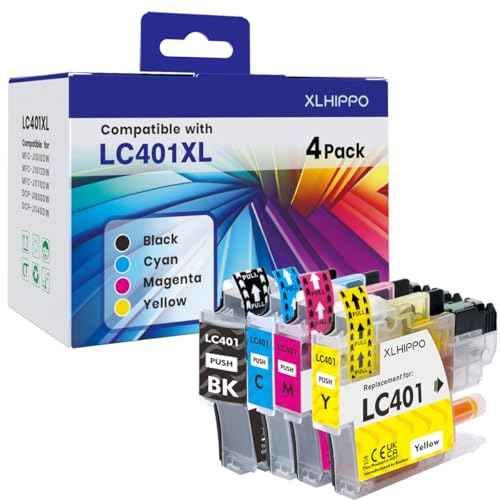 LC401XL Ink Cartridges for Brother Printers Replacement for Brother LC401XL LC401 Ink Cartridges for Brother MFC-J1010DW MFC-J1170DW MFC-J1012DW Printer (Black Cyan Magenta Yellow, 4 Pack)
