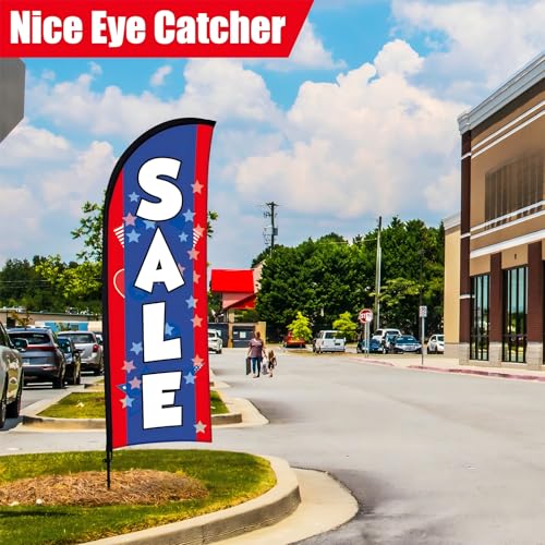 Buryeah 2 Sets Sale Feather Flag with Pole Kit and Ground Stake 8ft Advertising Sign Banner Swooper Flag with Ground Stake and Portable Bag for Business Outside Event