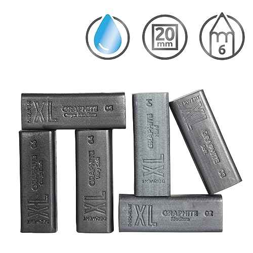 Derwent Graphite XL Blocks 6 Tin, Set of 6, 60mm Extra-Large Block, Water-soluble, Ideal for Sketching, Drawing and Expressive Mark Making, Professional Quality (2306195)