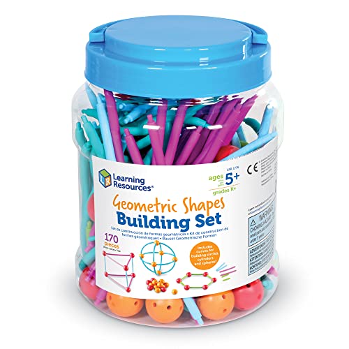 Learning Resources Geometric Shapes Building Set, Early Math Skills, Back to School Activities, Classroom Games for Teachers, 170 Piece Set, Ages 5+