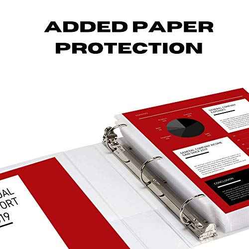 3 Ring Binders, 3 Inch Angle D-Rings, White, 4 Pack, Clear View, Pockets