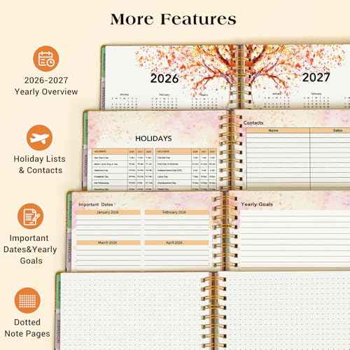 Planner 2025-2027, 21 Months Weekly and Monthly Daily Planner from October 2025 - June 2027, 8.5" x 11" A4 Large Hardcover Agenda Organizer Book 2026 with Tabs, Spiral Yearly Calendar Planners for School Work Home, Autumn Tree
