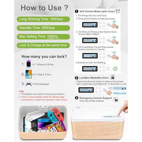 ySky Safe Timed Lock Box, Phone Lock Box with Timer Unplug from Phones,Video Games,Social Media,Snacks&Cravings,Self-Control Lockable Storage Box, Phone Locker Time Locking Container for Better Habits