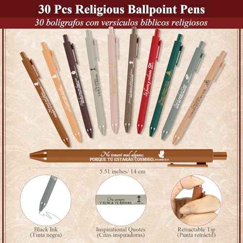 Kosiz 60 Pcs Spanish Christian Spiral Notebooks with Ballpoint Pens Tree Life Bible Verse A6 Journal Religious Inspirational Gift Grandparent Day Gift Set Church Pastor(Special Style,Retro Color)