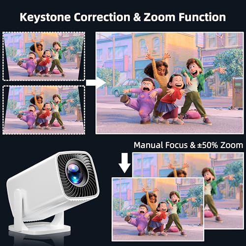 Mini Projector, Portable Projector 4K Support, Full HD 1080P Outdoor Projector, 270¡Æ Rotation Movie Projector, Compatible with Smartphone, TV Stick, Laptop, PS4, HDMI, USB (No WiFi or Bluetooth)