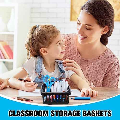 Tatuo 24 Pcs Classroom Small Plastic Baskets Bulk Storage Baskets for Organizing Crayon Pencil Containers Organizer Bins for Back to School Gift Office Desk Drawer Home, 5.31 x 5.31 x 2.44 Inch(Black)