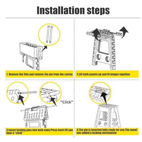 Delxo 17.5 Inch Folding Step Stool,Foldable Stool for Adults with Safety Lock,Portable Collapsible Plastic Step Stool,Non Slip Folding Stools for Kitchen Bathroom Bedroom Up to 400LBS,(Black 1PC)