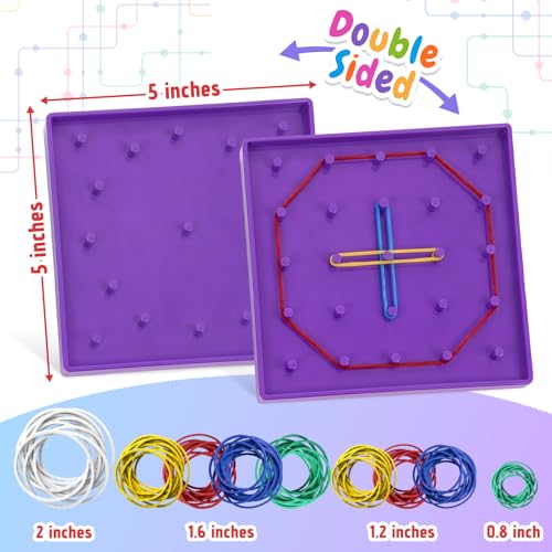 Small 6 Pack Double-Sided Geoboard Math Manipulatives for Kids Classroom Learning