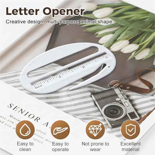 Envelope Opener, Letter Opener Envelope Slitter, Mail Opener Tool Package Opener Cutter, with Pointed End & Magnifying Glass & Scale (2PCS)
