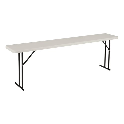 Norwood Commercial Furniture 8' Folding Training Table - Rectangular Blow-Molded Plastic | Gray Indoor/Outdoor Use