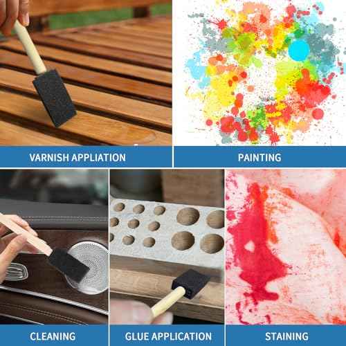 1" Foam Paint Brushes - 100 Pack, 1-Inch Painting Sponges - Premium Foam Brushes - Lightweight & Durable - Sponge Brush Ideal for Painting, Crafting, Acrylics, Stains, Varnishes (Black)