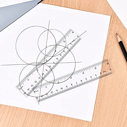 Unjoo 6 Inch Clear Plastic Ruler 2 Pack - Straight Measuring Tool for School & Office