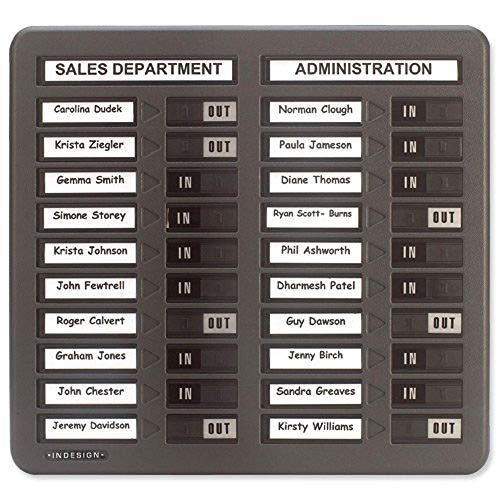 Spaceworx In/Out Office Staff Board with 20 Name Slots – Twin Column