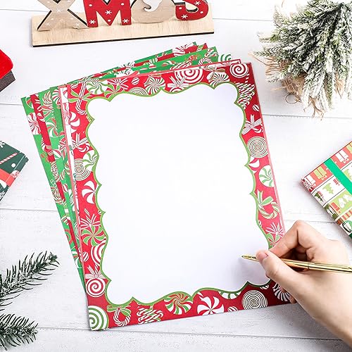 180 Sheets Christmas Stationery Paper Peppermints Candy Canes Stationery Paper Holiday Letter Sheet for Notes Xmas Greeting Cards Invitation Office School Printing, 8.5" x 11"