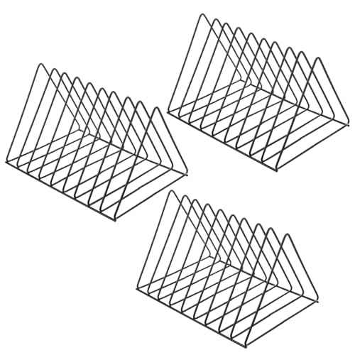 3 Pcs Magazine Holder Triangle File Holder Book 9 Slot Organizer Record Metal Vinyl Record Storage Magazine Rack Multifunction Sorter for Decor Home Office