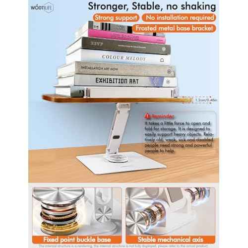 Book Stand for Reading,Adjustable Book Holder with 360¡Æ Swivel Base,Book Stand for Desk,Rubber Wood,Large Panel,Elastic Clips,Sturdy,for textbooks,Sheet Music,Recipes,Tablets,laptops