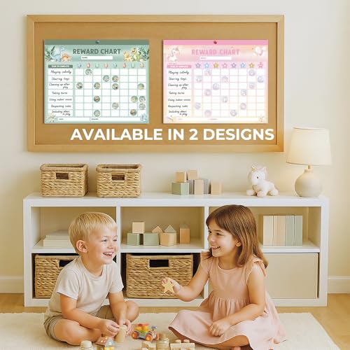 Fun Magnetic Reward Chart for Kids at Home ? Motivational Easy to Use Chore Chart w Stickers Encourages Good Habits ? Unicorn Behavior & Responsibility Chart for Girls Creates a Fun Daily Routine