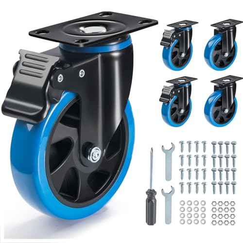 Swivel Caster Wheels Set of 4,5 Inch Casters Wheels for Carts Heavy Duty,Locking Caster Wheels for Furniture and Workbench.