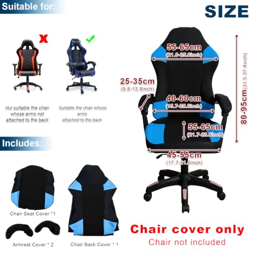 Ouxeer Gaming Chair Covers Only, Thick Breathable Mesh, Cat Scratch Proof – Black-Blue Style 1