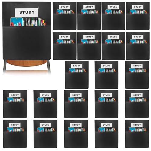 BingLzzr 24 Pack Black Classroom Chair Pockets 19.5x16.5 Inches School Storage