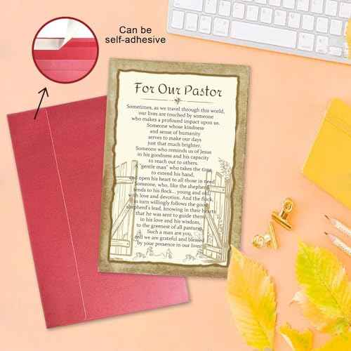 Poem Pastor Thank You Card, Ministry Appreciation Card for Priest Minister Church Staff, Religious Pastor Appreciation Gift for Baptism, First Communion, Confirmation