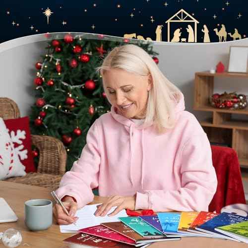 Tenceur 100 Pcs Mini Christmas Notepad Nativity Theme Christian Gift Stuffers Christmas Notebook Bible Verse Notepads 10 Styles for Office Supply Christmas Party Favors Holy Night