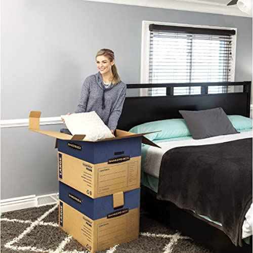 Bankers Box Large Prime Moving Box 6 Pack, Reinforced Handles, Tape-Free Assembly, Attached Lid, 18-in x 18-in x 24-in (0062904)