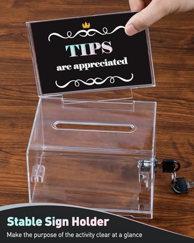Uniclife Standard Acrylic Donation & Suggestion Box with Lock, 6.2x4.7x4 inches