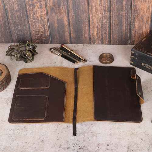 Rustic Leather Journal Cover for XL Hardcover Sketchbooks (7.5 x 9.75 in) - Handcrafted, Refillable Protector with Dual Button, Perfect for Artists, Writers, and Professionals (Brown)