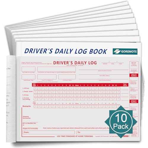 Daily Log Books for Truck Drivers with 7 & 8 Day Recap, 10 Pack, 2-Ply Carbonless, 35 Sets of Forms per Book, 8.5" x 5.5", Paper Driver Log Books for Truckers, Meet Requirements