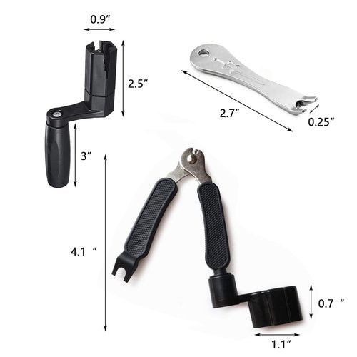 TUOREN Multifunctional Guitar String Winder String Cutter and Bridge Pin Puller Set 3 in 1 Guitar Repair Tool